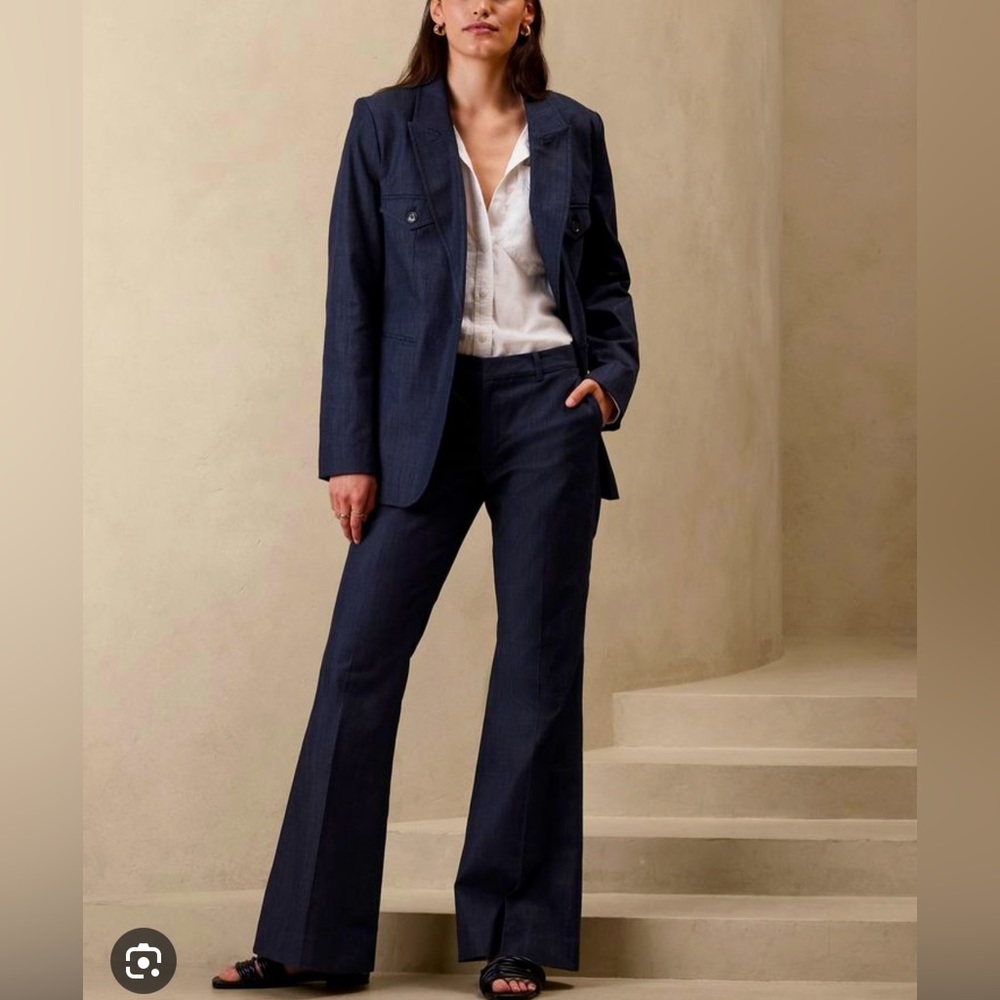 Banana Republic Flare Leg Dark Chambray Trousers NWT!